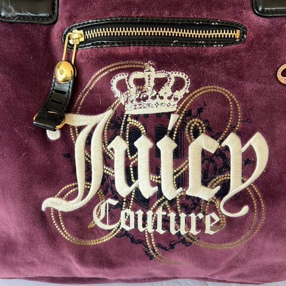 Y2K JUICY COUTURE VELOUR CLOTH EMBROIDERED OVERSIZED SATCHEL BAG - Picture 3 of 11